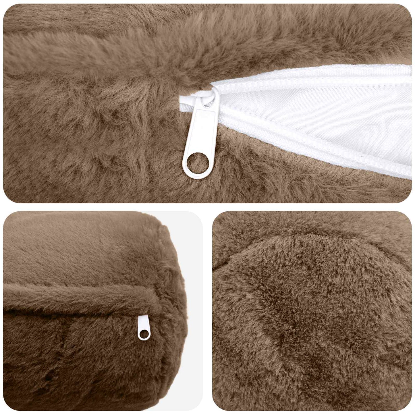 Cushion Cover 2 pcs HEERLEN Light Brown Ø 15 x 40 cm