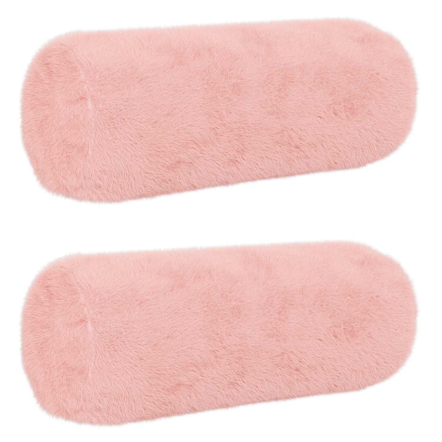 Cushion Cover 2 pcs HEERLEN Pink Ø 15 x 40 cm Faux Rabbit Fur