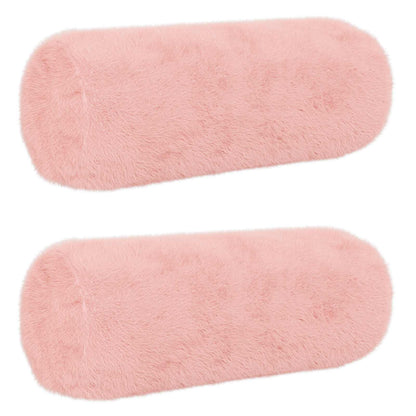 Cushion Cover 2 pcs HEERLEN Pink Ø 15 x 40 cm Faux Rabbit Fur