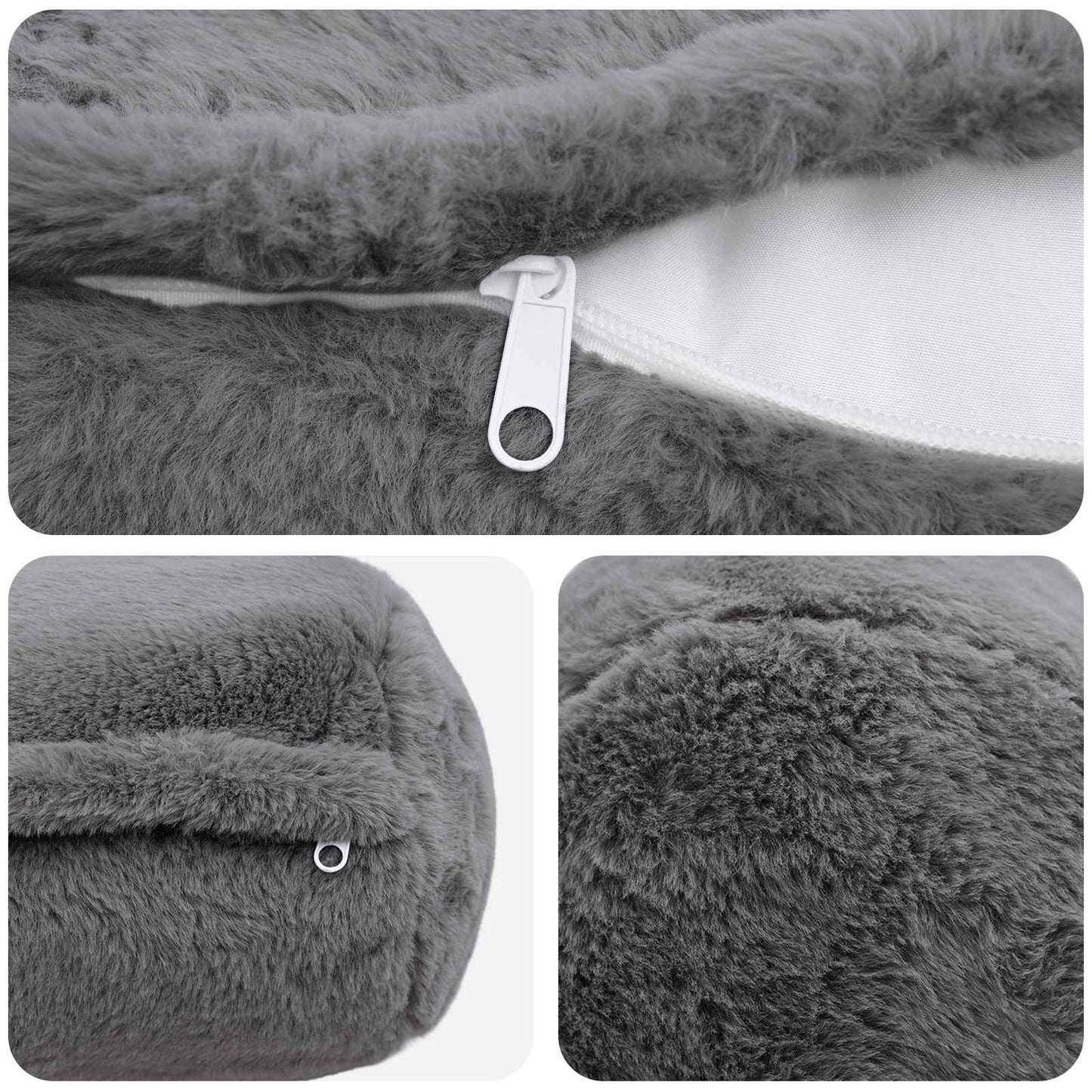 Cushion Cover 2 pcs HEERLEN Dark Grey Ø 15 x 40 cm