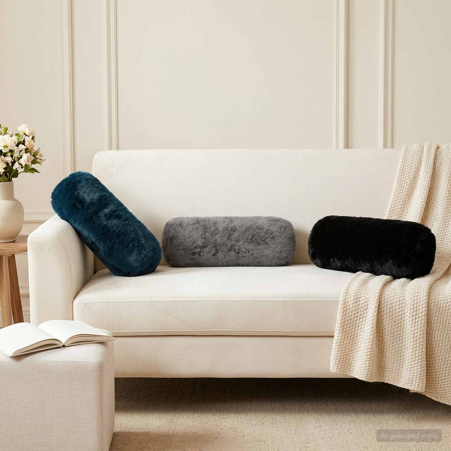Cushion Cover 2 pcs HEERLEN Dark Grey Ø 15 x 40 cm
