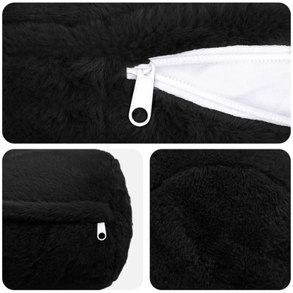 Cushion Cover 2 pcs HEERLEN Black Ø 15 x 40 cm Faux Rabbit Fur
