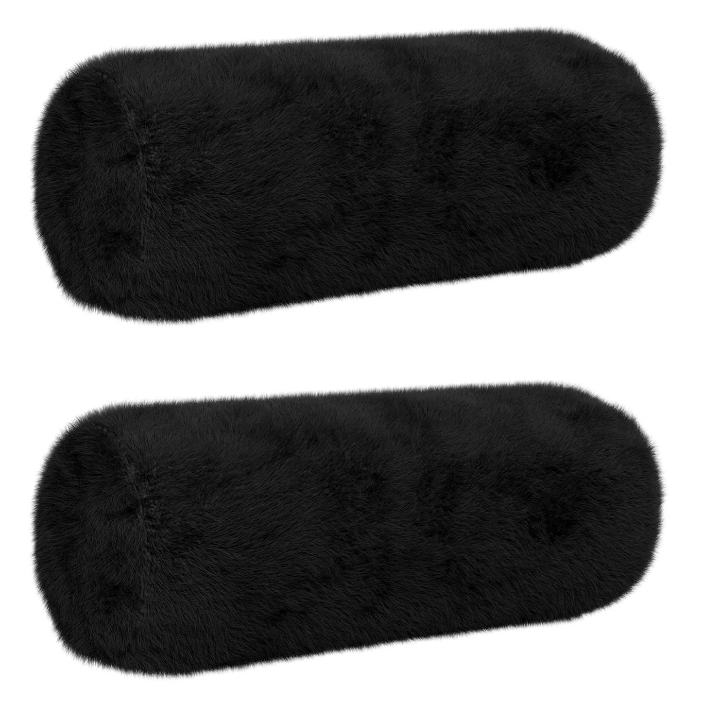 Cushion Cover 2 pcs HEERLEN Black Ø 15 x 40 cm Faux Rabbit Fur