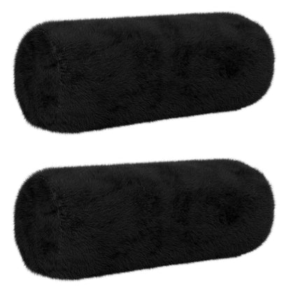 Cushion Cover 2 pcs HEERLEN Black Ø 15 x 40 cm Faux Rabbit Fur