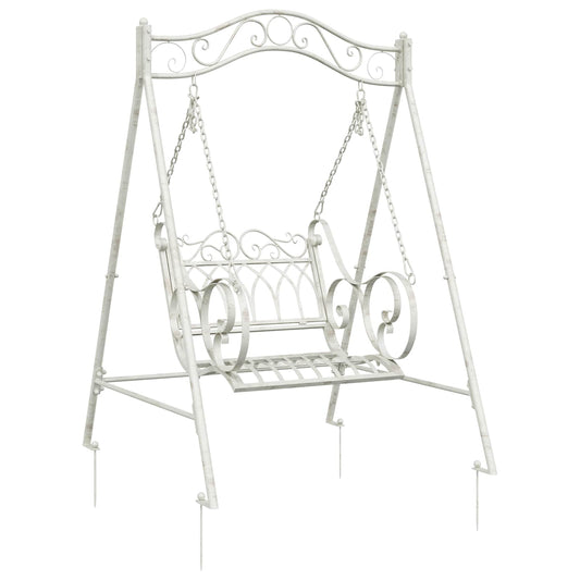 Swing Bench Steel 113 x 121.5 x 168 cm Antique White