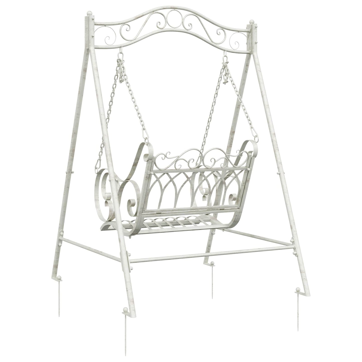 Swing Bench Steel 113 x 121.5 x 168 cm Antique White