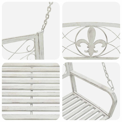 Swing Bench Steel 113 x 121.5 x 168 cm Antique White