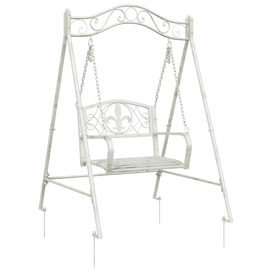 Swing Bench Steel 113 x 121.5 x 168 cm Antique White