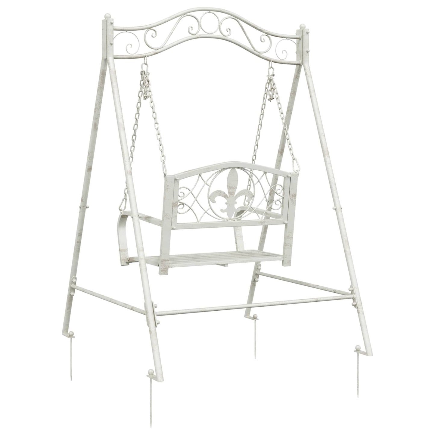 Swing Bench Steel 113 x 121.5 x 168 cm Antique White