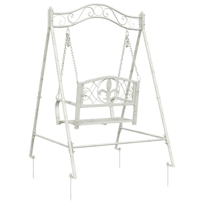 Swing Bench Steel 113 x 121.5 x 168 cm Antique White