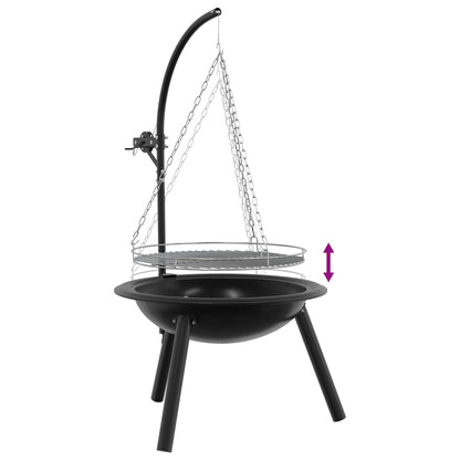 Fire Pit with Adjustable Grill Grate ⌀55.5 x 107.5 cm Steel