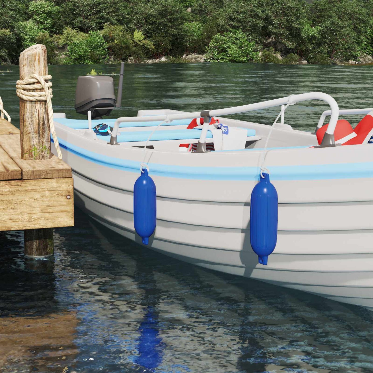 Boat Fenders 2 pcs Ø 11 x 40 cm Blue PVC