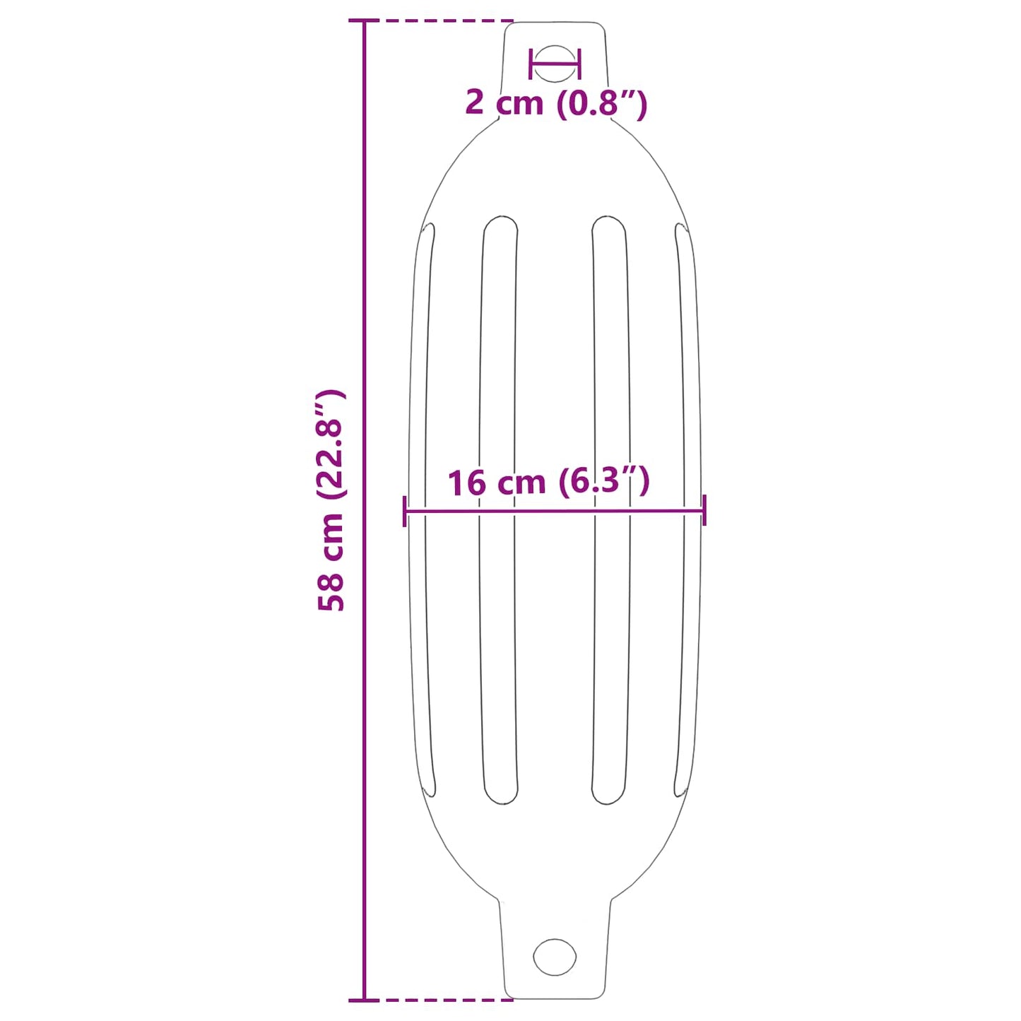 Boat Fenders 2 pcs Ø 16 x 58 cm Blue PVC