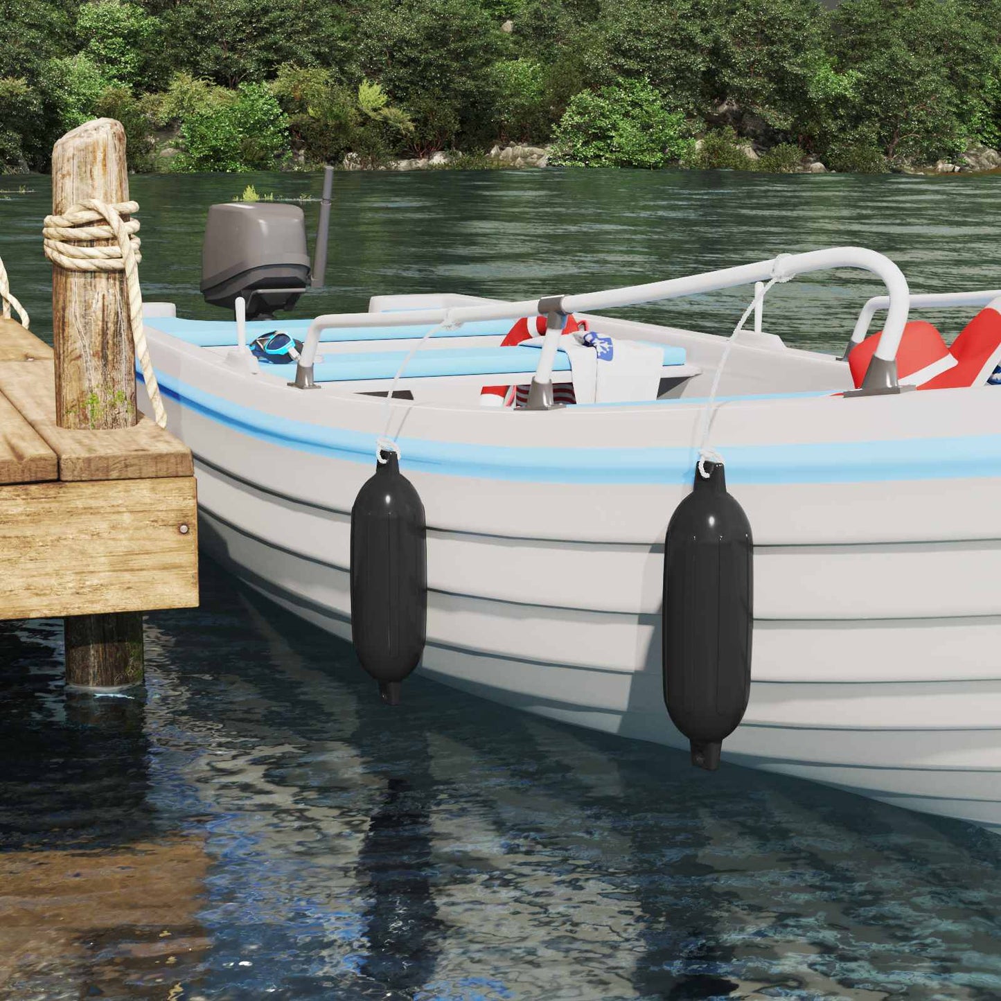 Boat Fenders 2 pcs Ø 14 x 50 cm Black PVC