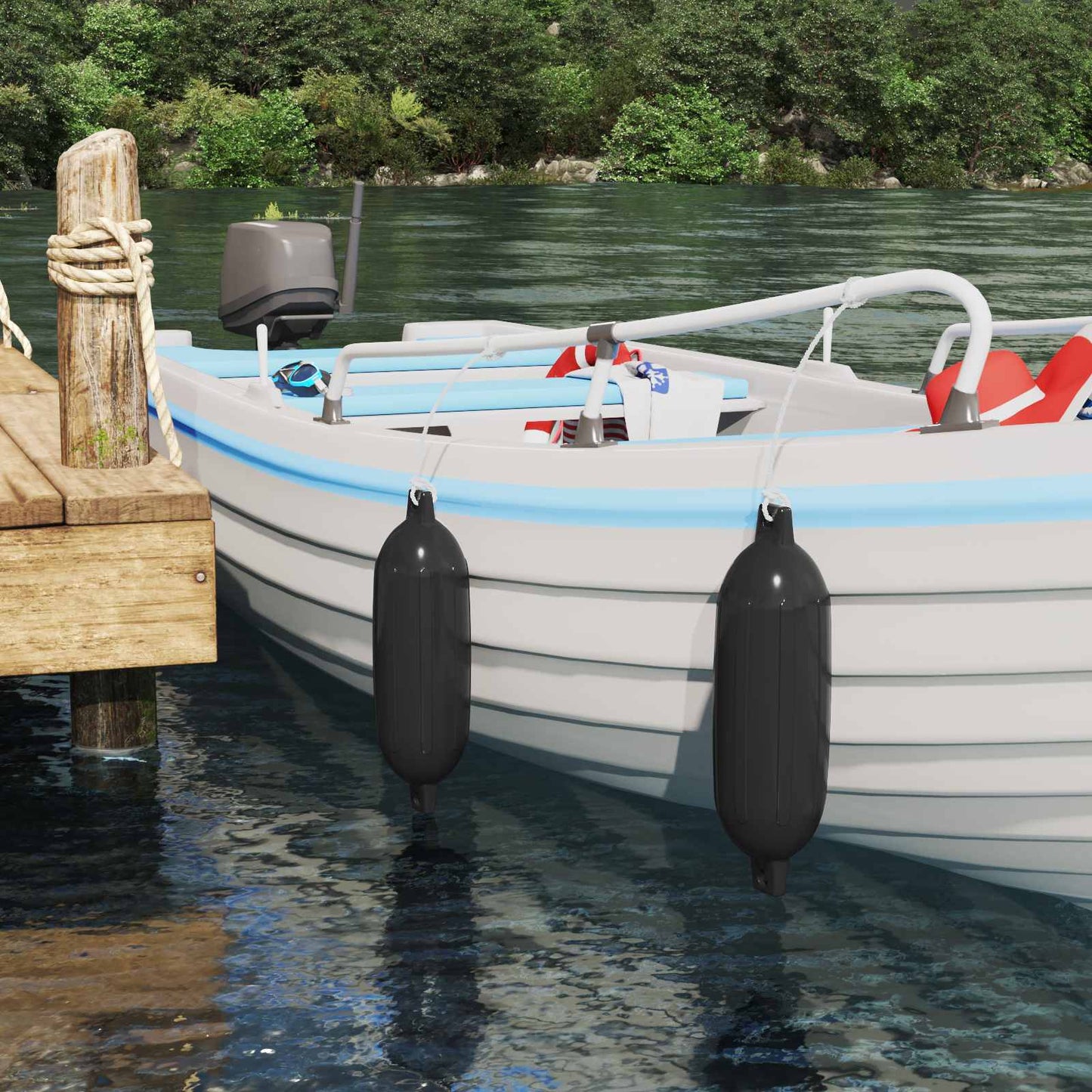 Boat Fenders 2 pcs Ø 16 x 58 cm Black PVC