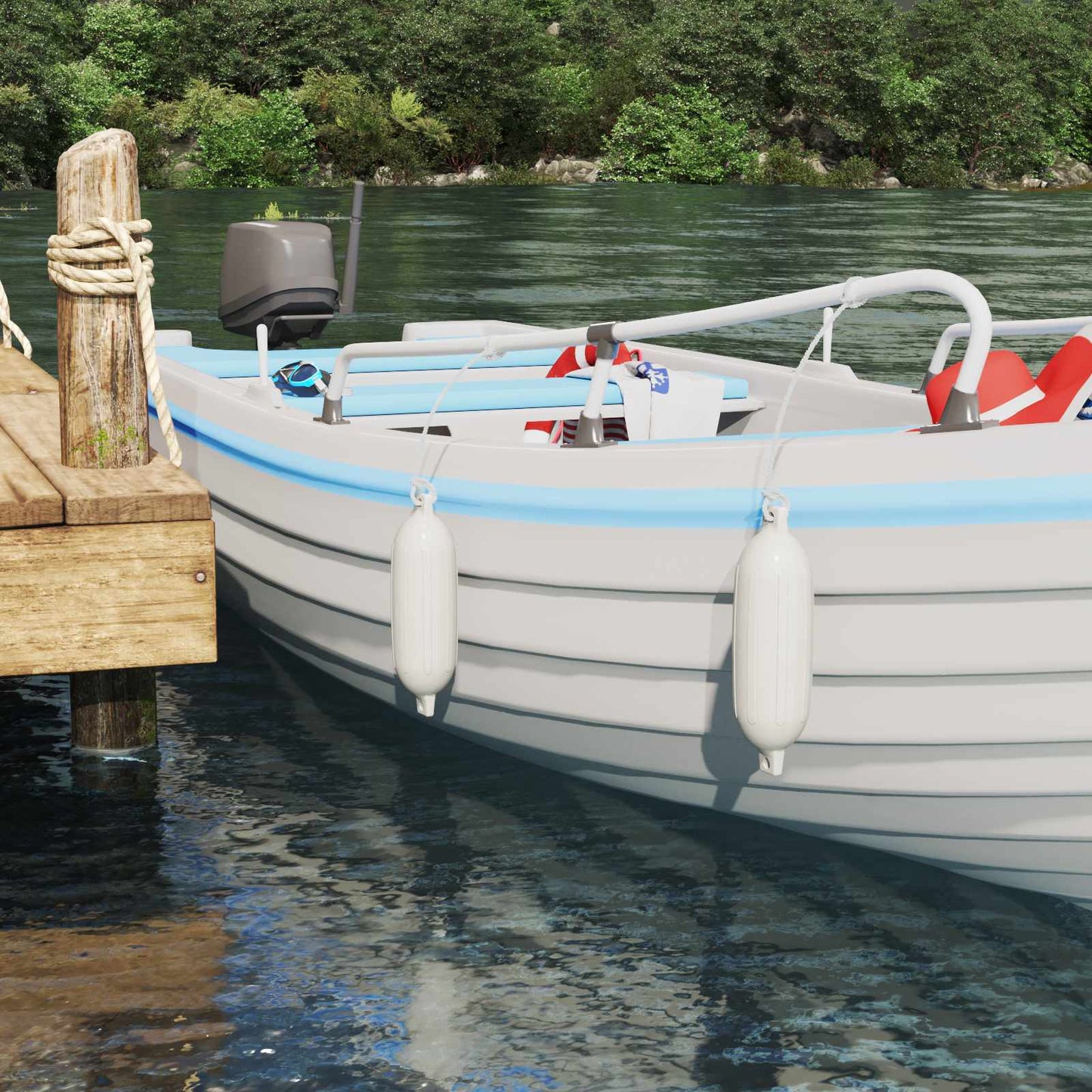Boat Fenders 2 pcs Ø 11 x 40 cm White PVC