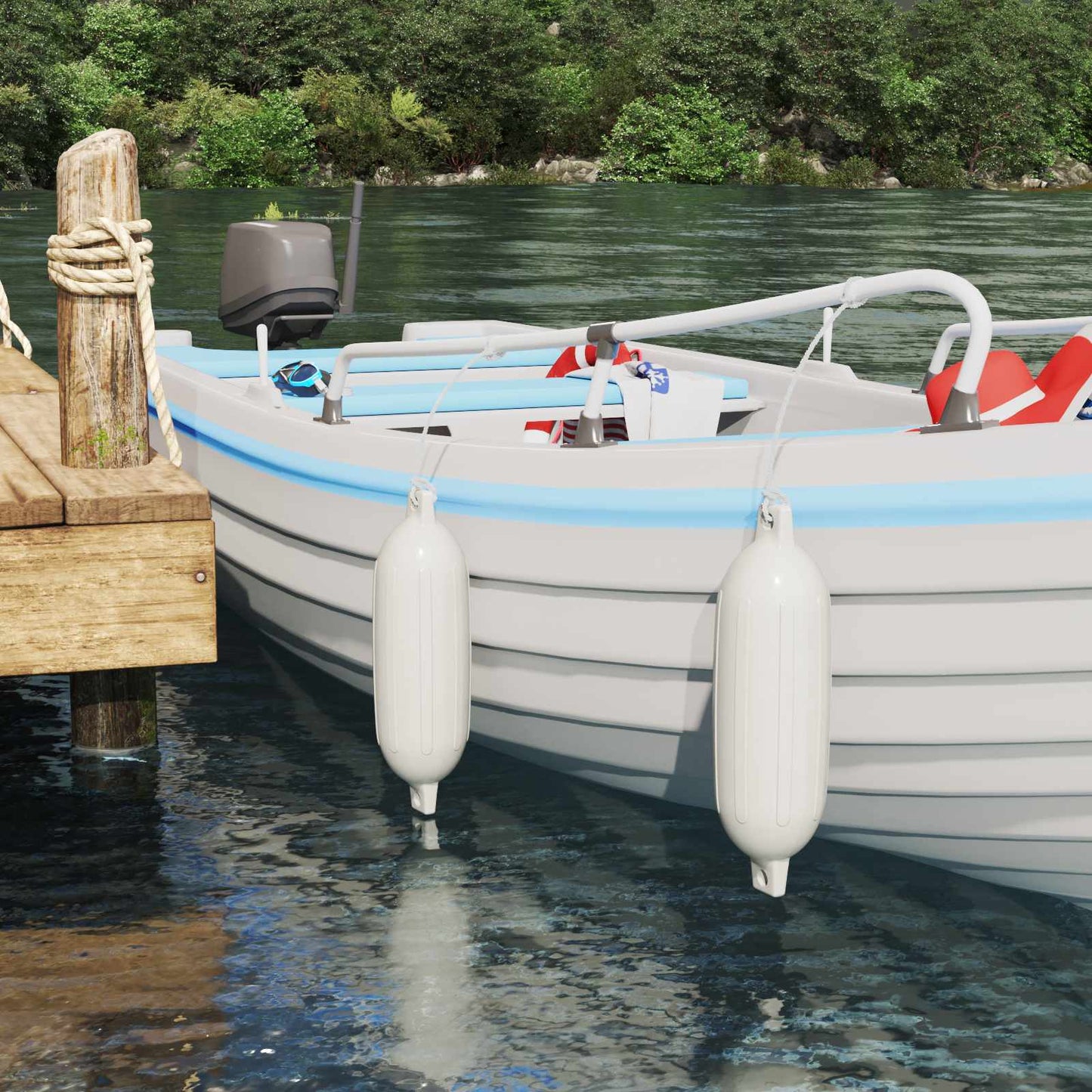 Boat Fenders 2 pcs Ø 16 x 58 cm White PVC
