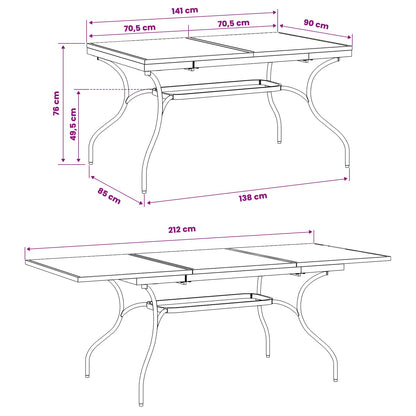 Extendable Mesh Dining Table Anthracite 212 x 90 x 76 cm Steel