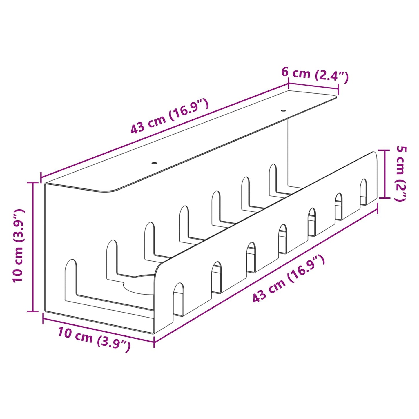 Under Desk Cable Management Tray 2 pcs Anthracite