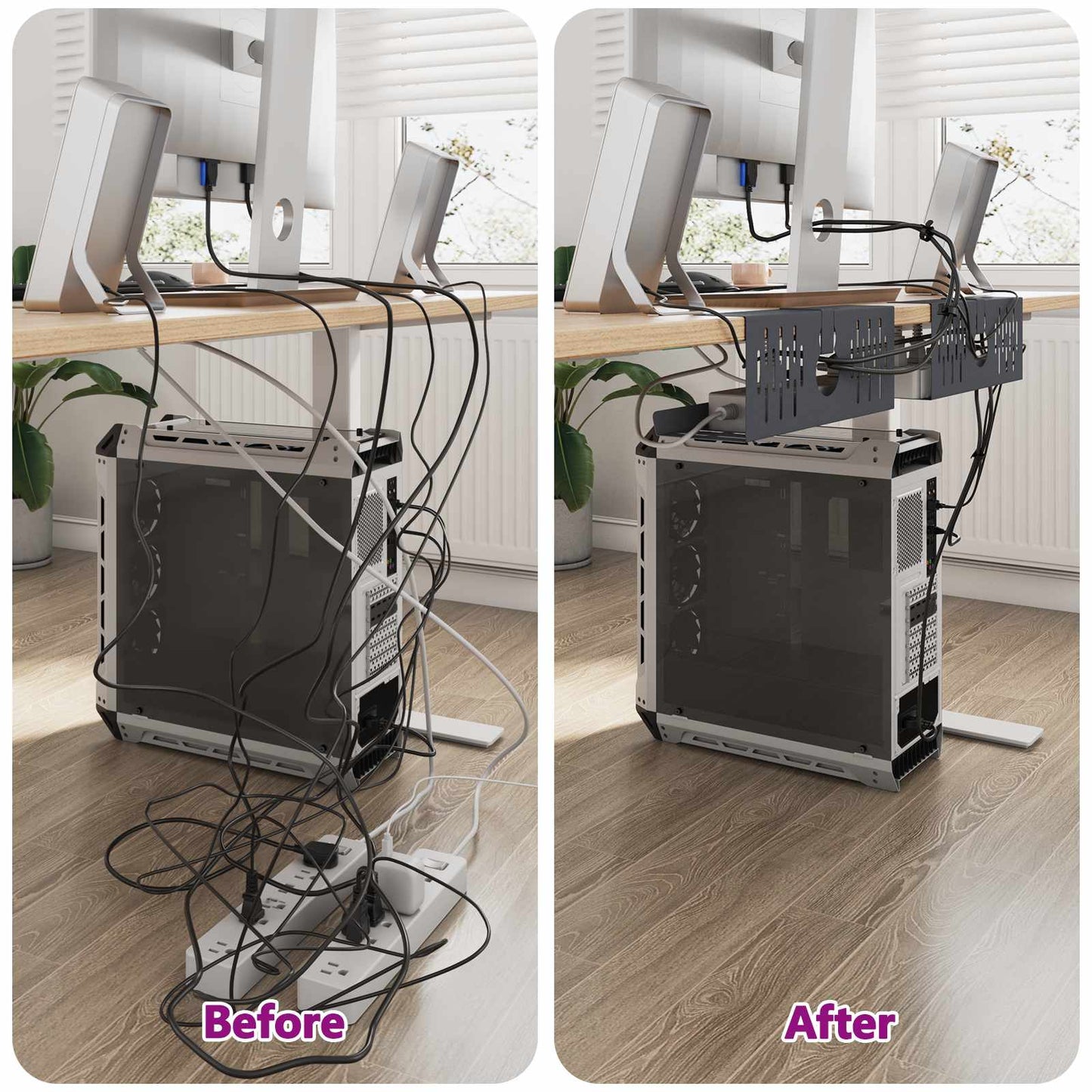 Under Desk Cable Management Tray 2 pcs Anthracite