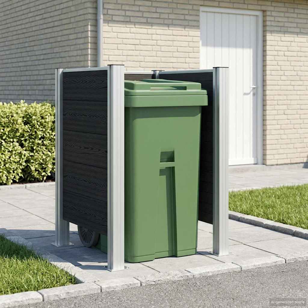 Garbage Bin Fence Grey 85 x 85 x 115 cm Aluminium and WPC