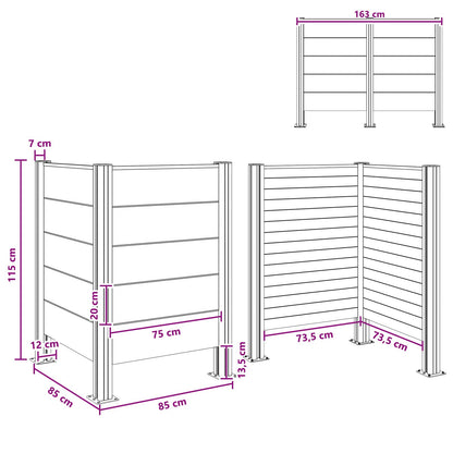Garbage Bin Fence Grey 85 x 85 x 115 cm Aluminium and WPC