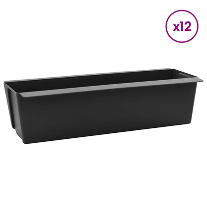 Flower Boxes for Euro Pallets 12 pcs Black 36 x 13.5 x 9.5 cm