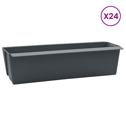 Flower Boxes for Euro Pallets 24 pcs Grey 36 x 13.5 x 9.5 cm