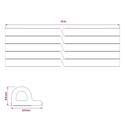 Self-Adhesive Window Seal White 9 x 6 mm 12 m EPDM Foam
