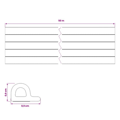Self-Adhesive Window Seal White 9 x 6 mm 50 m EPDM Foam