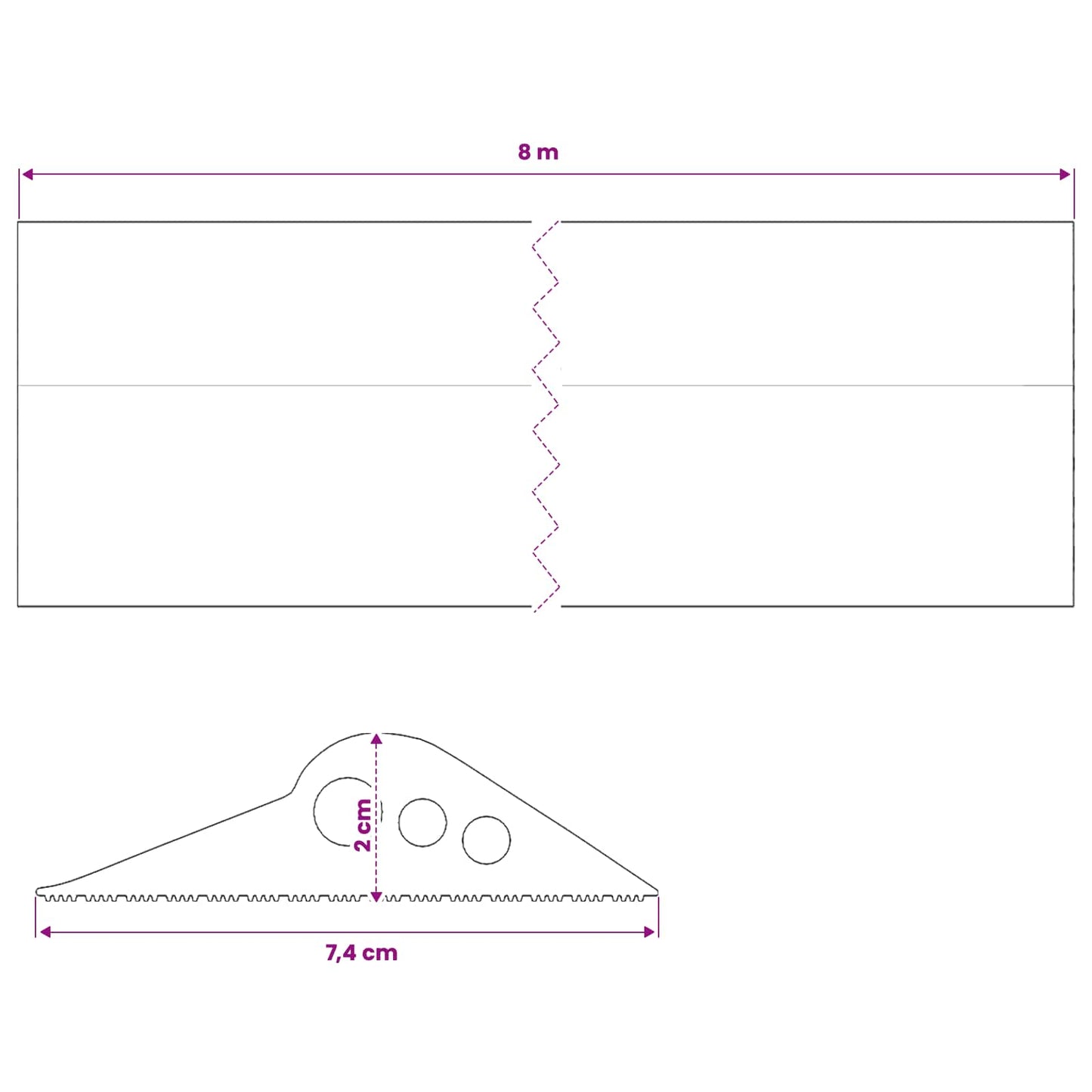 Garage Floor Seal Black 74 x 20 mm 8 m EPDM Rubber