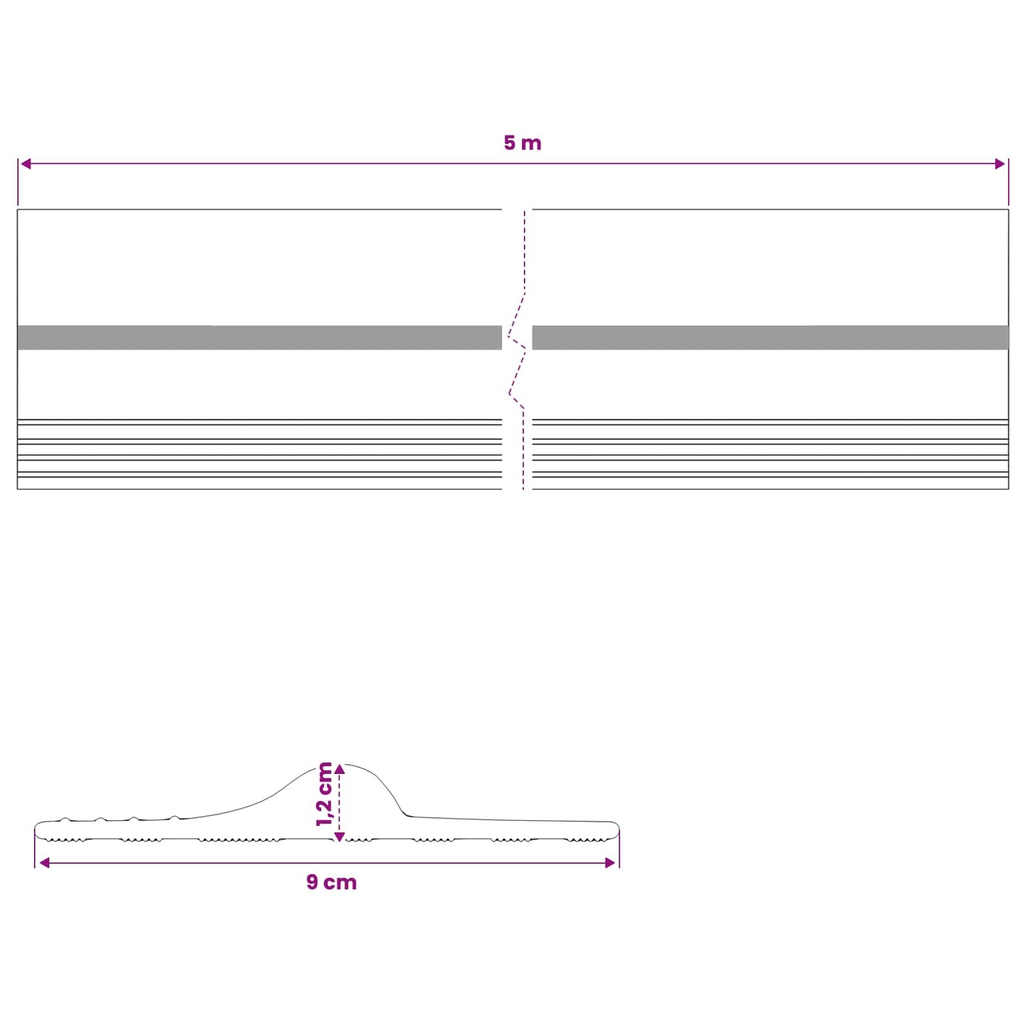 Garage Floor Seal Black and Yellow 12 x 90 mm 5 m PVC