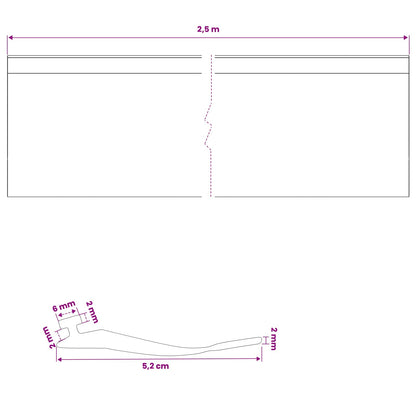 Garage Door Seal Black 52 x 2 mm 2.5 m PVC