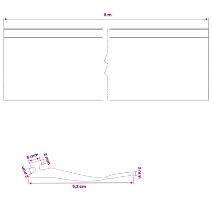 Garage Door Seal Black 52 x 2 mm 6 m PVC