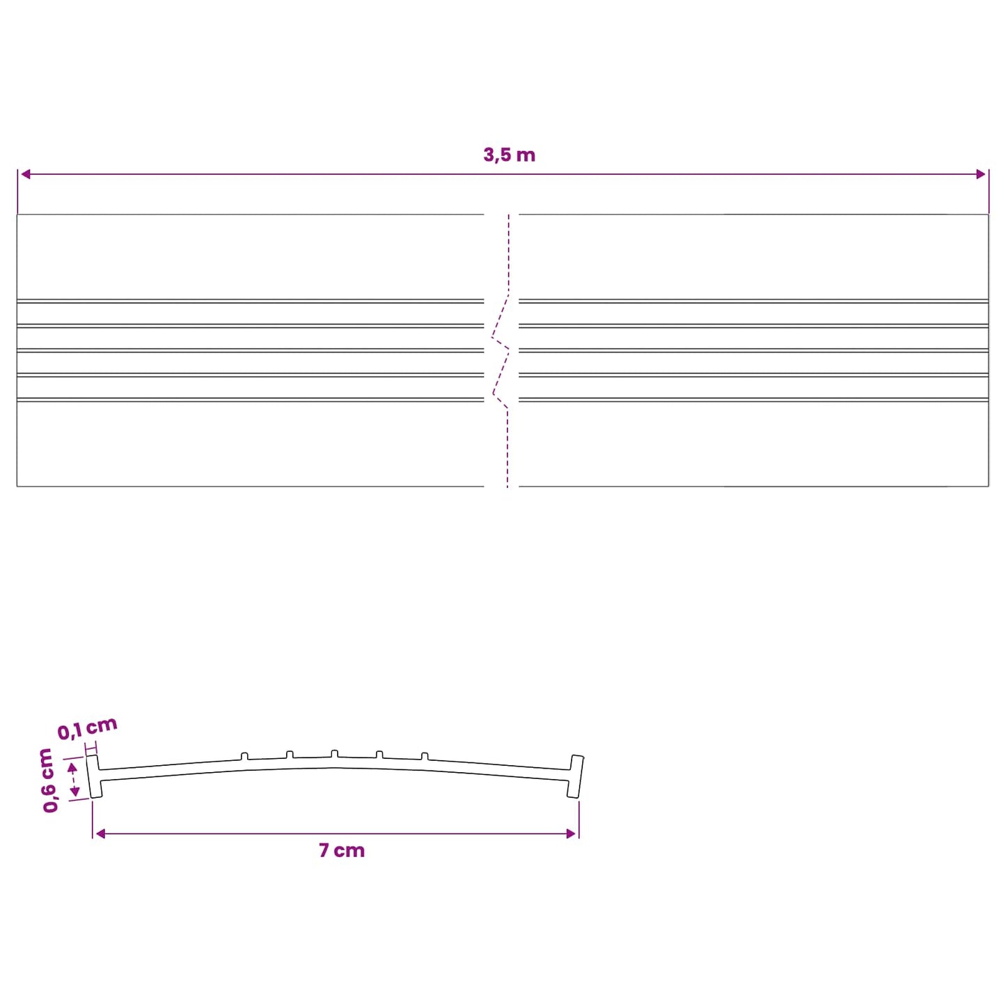 Garage Door Seal Black 70 x 6 mm 3.5 m PVC