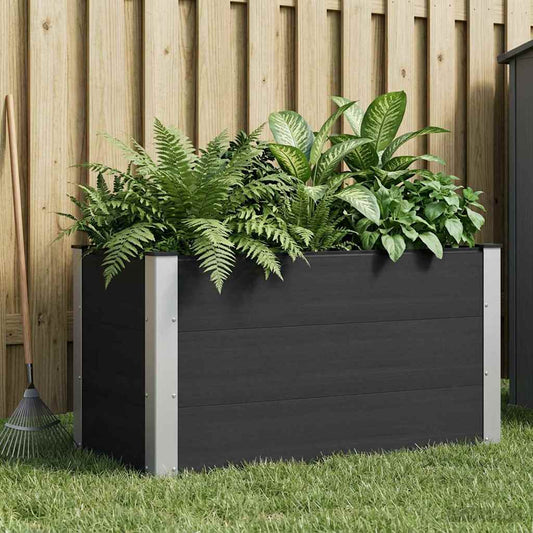 Garden Raised Bed Black 100 x 50 x 54 cm WPC and Aluminium
