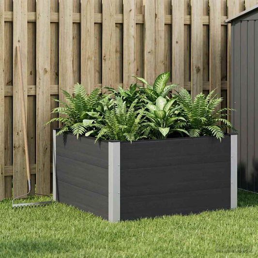 Garden Raised Bed Black 100 x 100 x 54 cm WPC and Aluminium