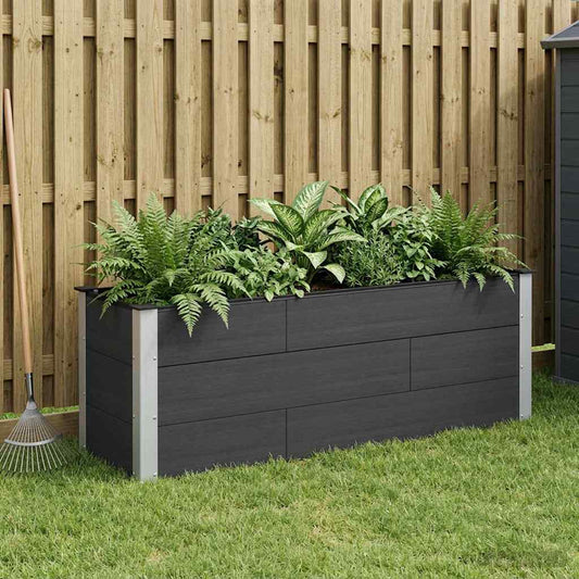 Garden Raised Bed Black 150 x 50 x 54 cm WPC and Aluminium
