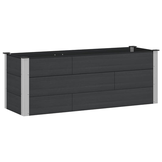 Garden Raised Bed Black 150 x 50 x 54 cm WPC and Aluminium