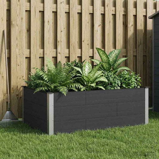 Garden Raised Bed Black 150 x 100 x 54 cm WPC and Aluminium