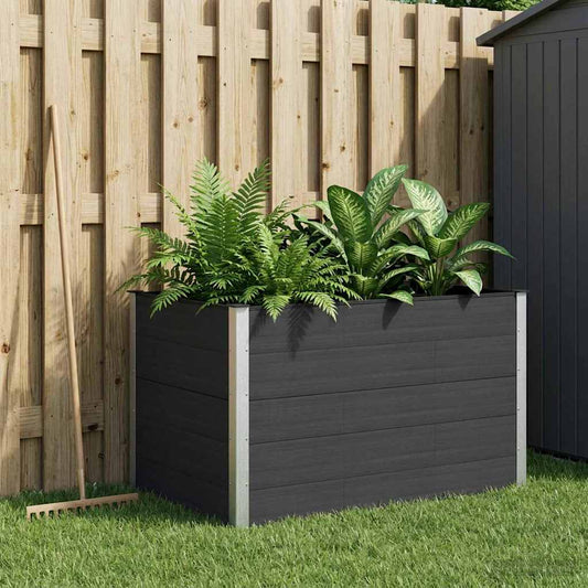 Garden Raised Bed Black 150 x 100 x 91 cm WPC and Aluminium