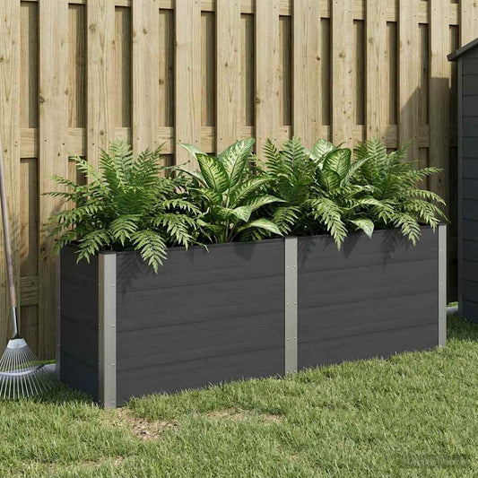 Garden Raised Bed Black 200 x 50 x 91 cm WPC and Aluminium
