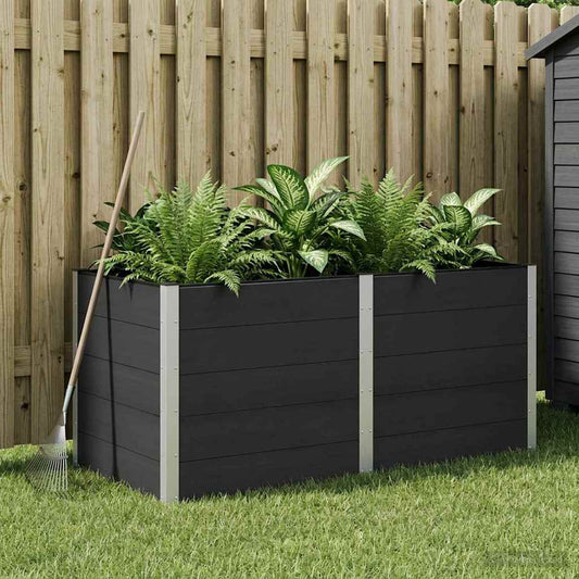 Garden Raised Bed Black 200 x 100 x 91 cm WPC and Aluminium