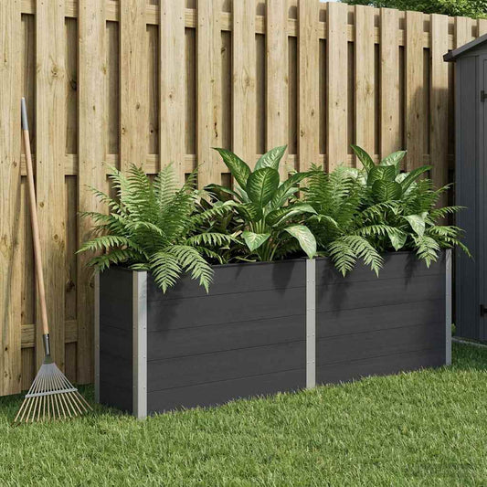 Garden Raised Bed Black 250 x 50 x 91 cm WPC and Aluminium