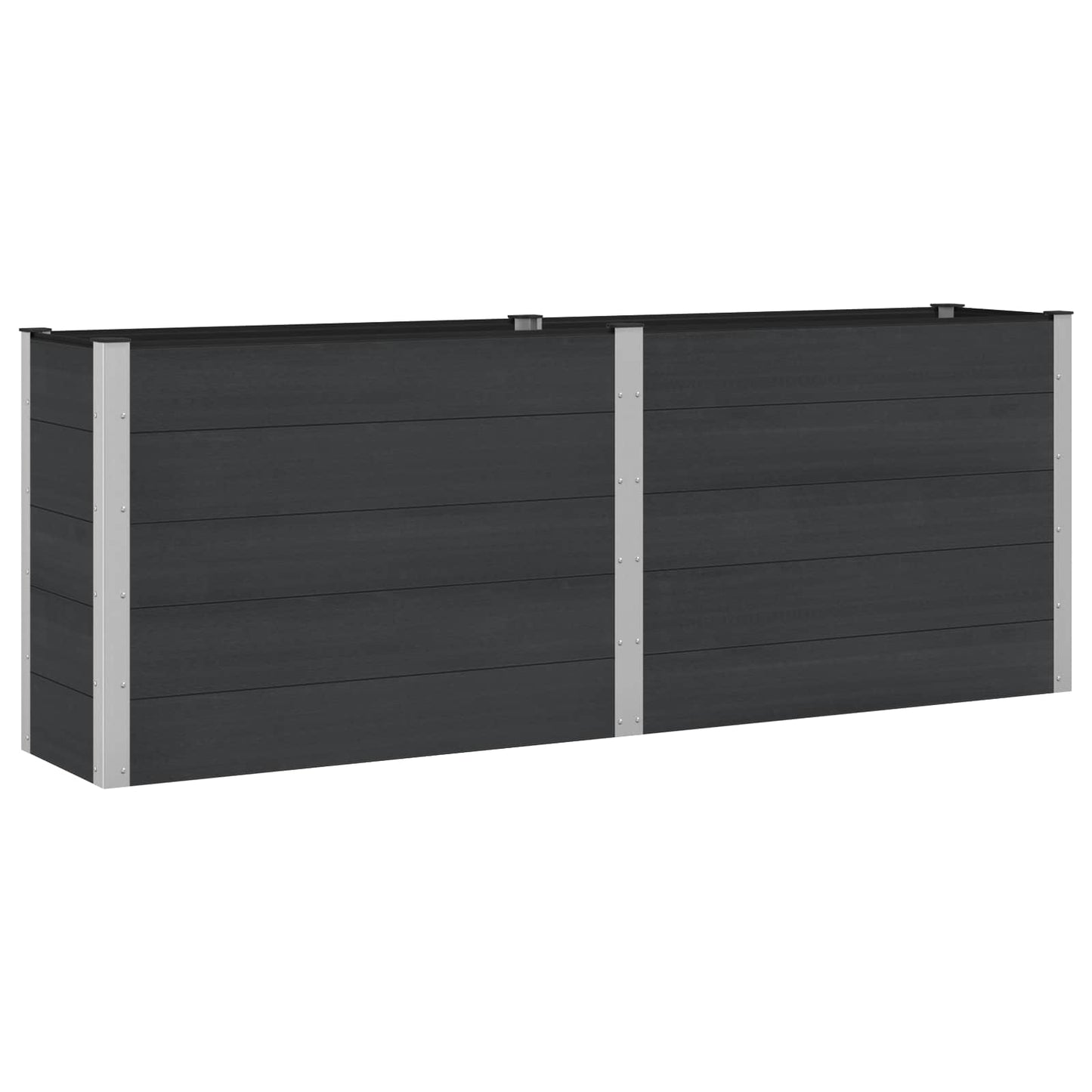 Garden Raised Bed Black 250 x 50 x 91 cm WPC and Aluminium