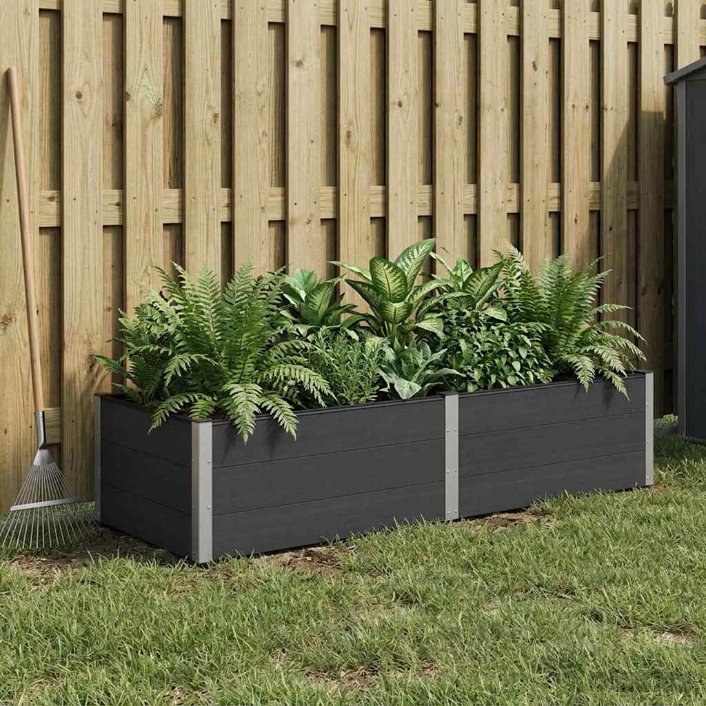 Garden Raised Bed Black 250 x 100 x 54 cm WPC and Aluminium