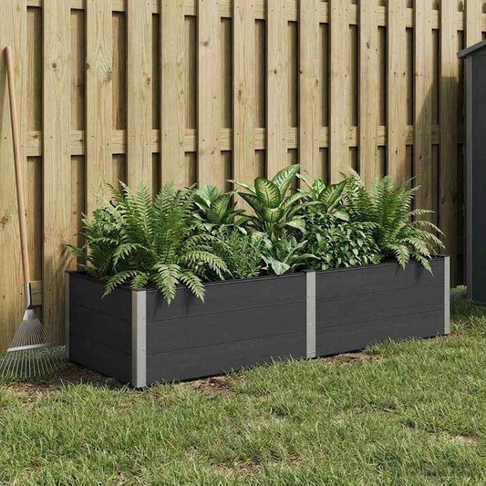 Garden Raised Bed Black 250 x 100 x 54 cm WPC and Aluminium