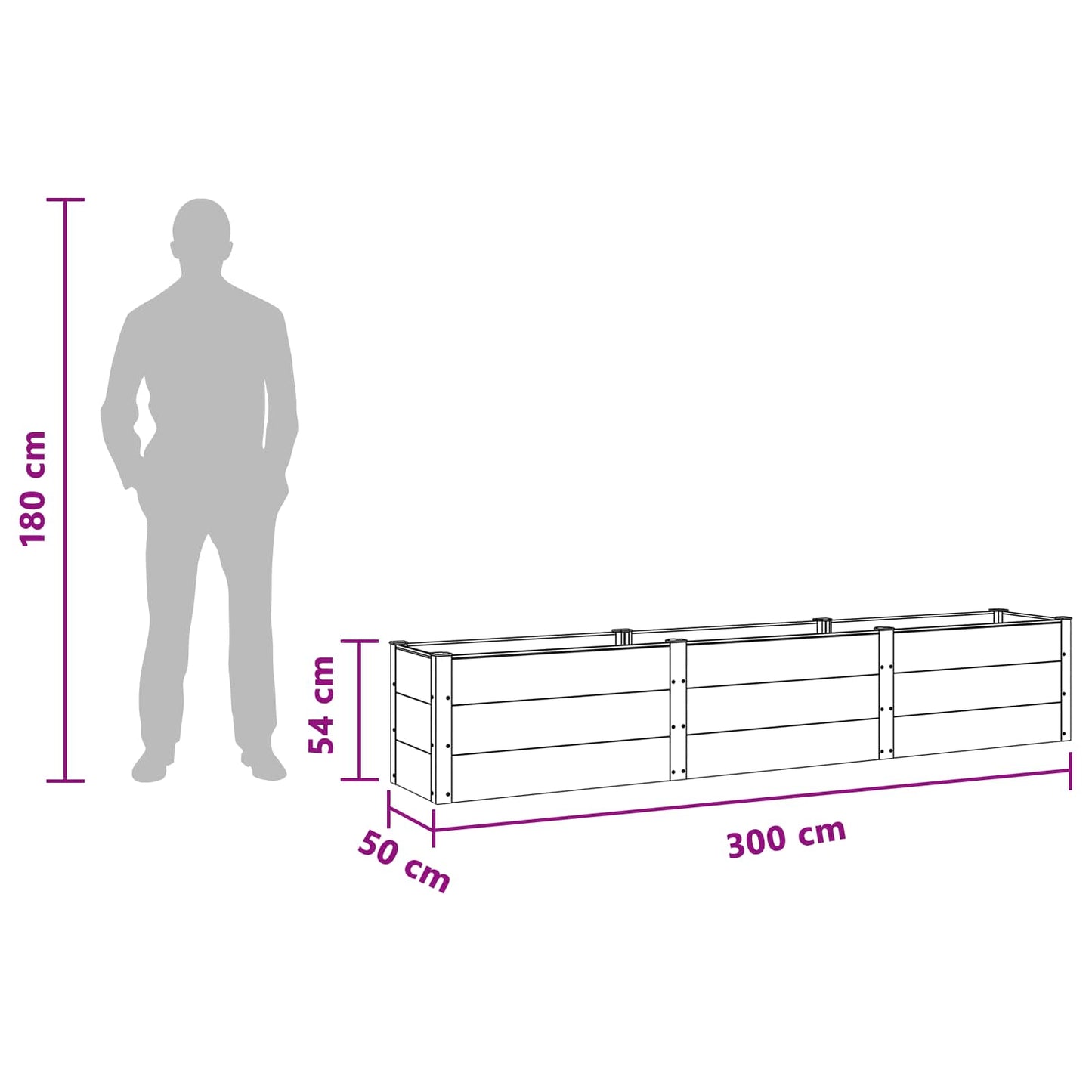 Garden Raised Bed Black 300 x 50 x 54 cm