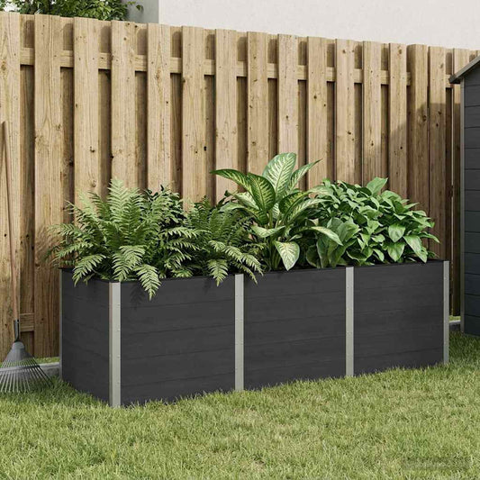 Garden Raised Bed Black 300 x 100 x 91 cm WPC and Aluminium