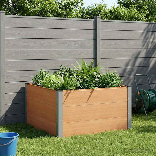 Garden Raised Bed Brown 100 x 100 x 54 cm WPC and Aluminium
